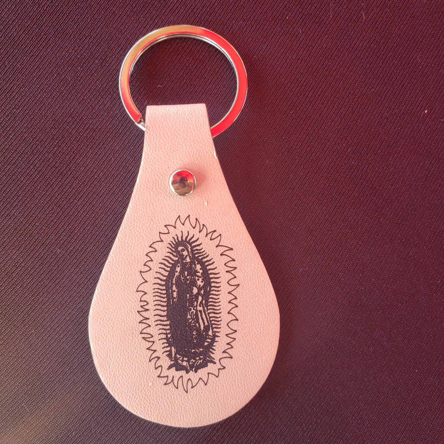 Leather Keychain Virgen de Guadalupe